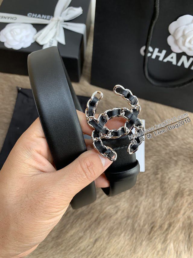 Chanel女士皮帶 香奈兒小香鑽圈雙面用小牛皮腰帶  jjp1169